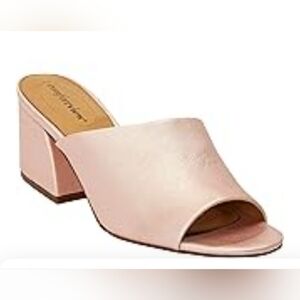 Comfortview Bailey Mule Sandals Pink Open Toe Block Heels Chunky Shimmer Sz 11WW
